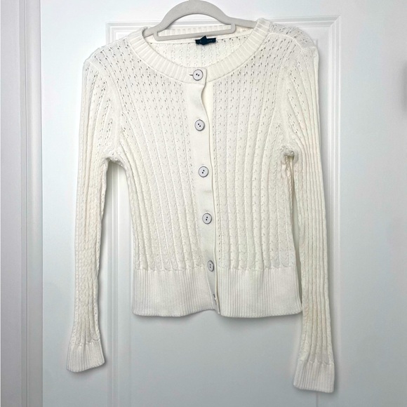 TALBOTS- TEXTURED CREWNECK CARDIGAN - Picture 2 of 6